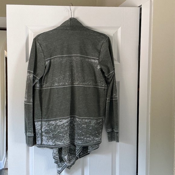 Allen Allen Open Front Cardigan Warm Green Small - Picture 2 of 4